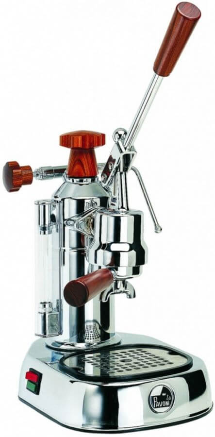 LA Pavoni Kolben Espressomaschine Europiccola Lusso Chrom Holz Griffe ELH Handhebel-Espressomaschine LA Pavoni Kolben Espressomaschine Europiccola Lusso