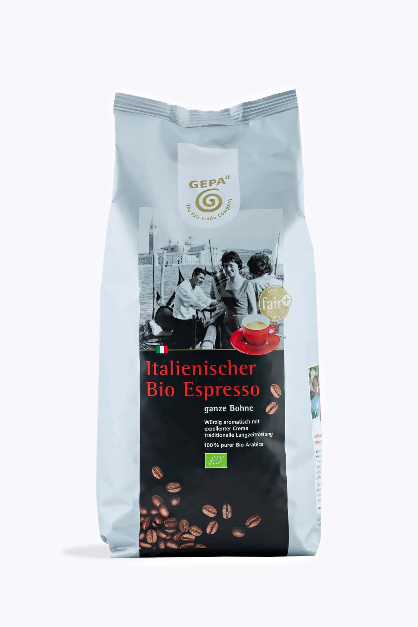 100% Arabica Kaffee für Espressomaschine GEPA Italienischer Bio Espresso 1kg