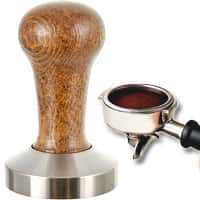 Motta Tamper 8100/M – edel & präzise Barista Zubehör Tamper aus Edelstahl mit braunem Echtholzgriff
