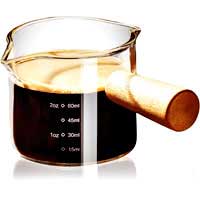 PARACITY Espresso-Messbecher – ideal für Baristas Glas-Messbecher mit Doppelausguss für präzises Espresso-Brühen