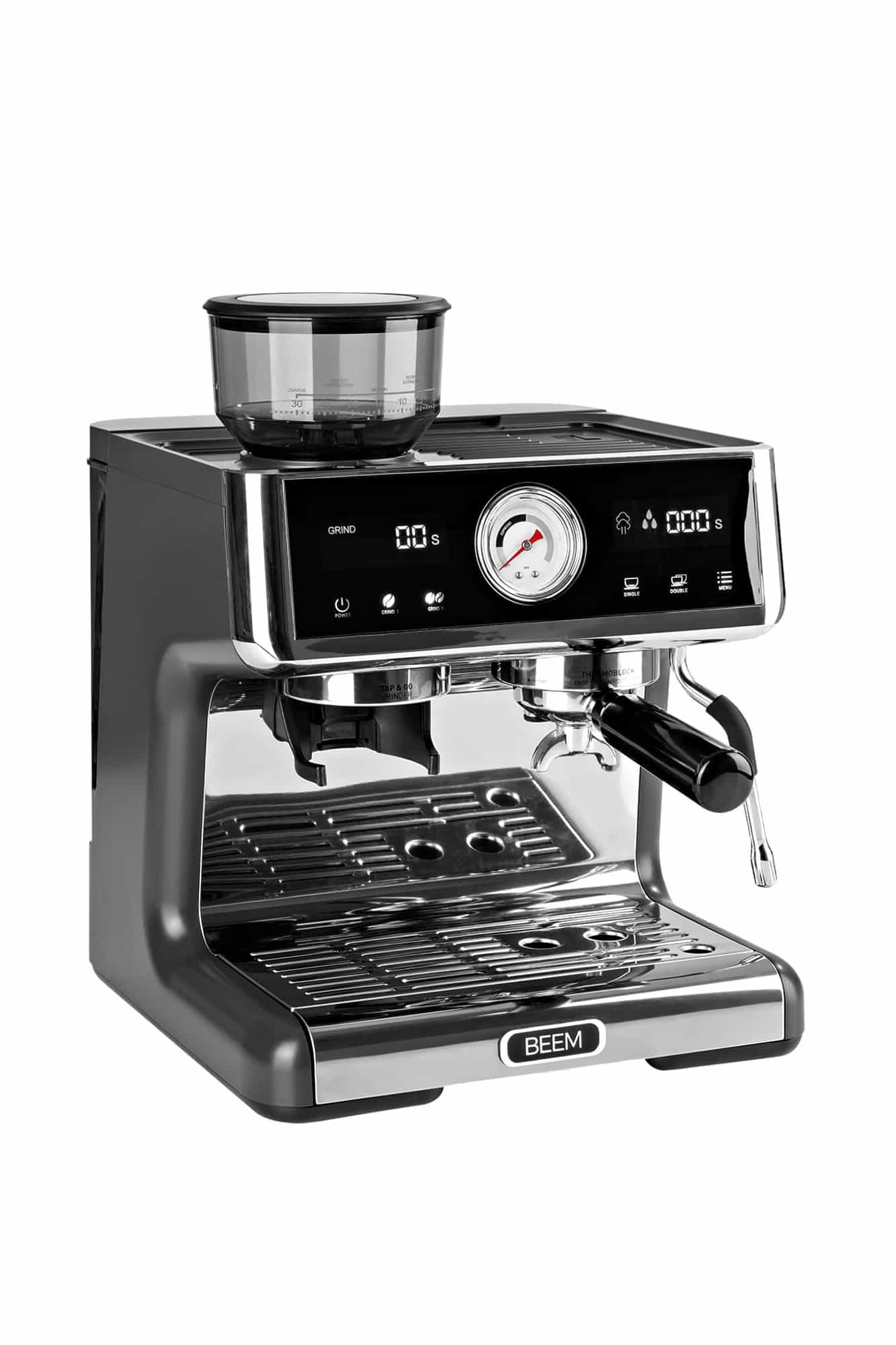 Siebträgermaschine mit integriertem Mahlwerk BEEM Espresso Grind Expert modernes Design