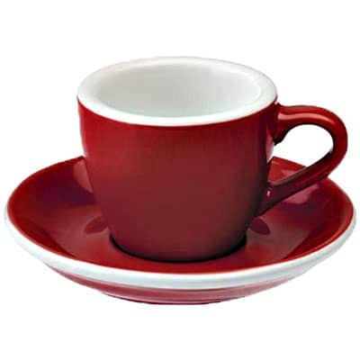 Bunte Espressotasse Egg in rot, 80 ml, mit Untertasse von Loveramics