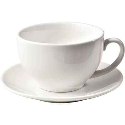 Cappuccino-Porzellantasse mit Untertasse, 220 ml, klassisch Weiß