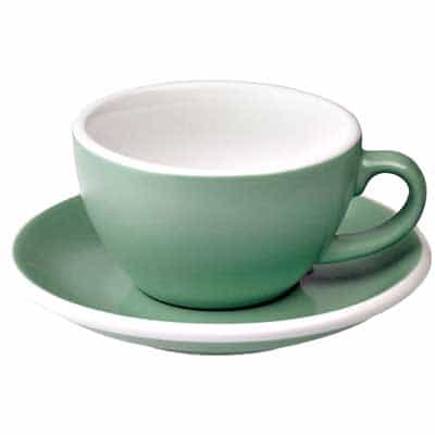 Farbige Cappuccino Tasse mit Unterteller, 200 ml von Loveramics Egg, in mint