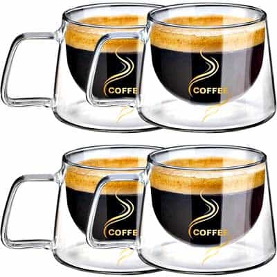 Glas Cappuccinotassen doppelwandig von Prismoria