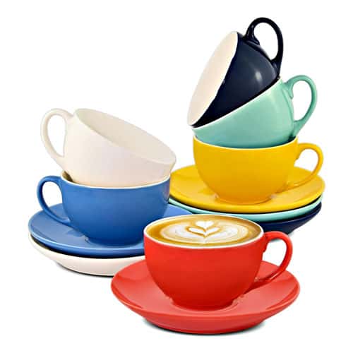 Cappuccino Tassen 6er Set bunt Keramik kaufen