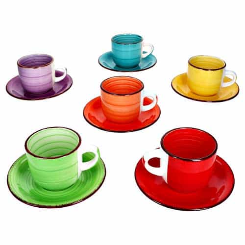 Bunte Cappuccinotassen 6er Set Steingut kaufen