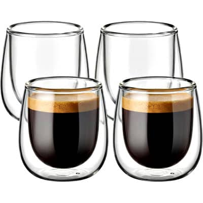 Doppelwandige transparente Espresso-Gläser von glastal - 4 Stück