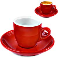 EDESIA ESPRESS Espressoglas 85 ml – mit klarer Skala Rot-Weiße Espressotassen mit Unterteller im minimalistischen Design – Zubehör für Espressofans