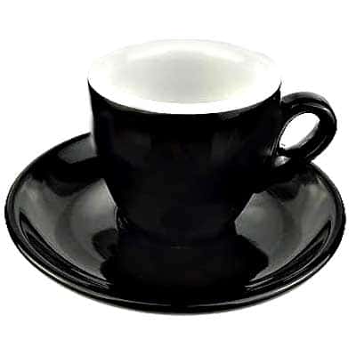 Schwarze dickwandige modern designte Espressotassen von Moka Consorten