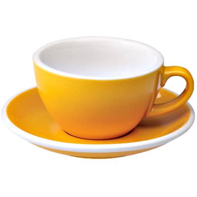 Farbige Cappuccino-Tasse mit Unterteller Loveramics Egg, 200 ml, in gelb