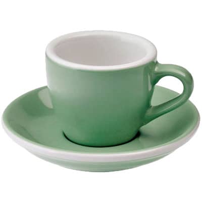 Farbige Espressotasse Egg in Mint, 80 ml, mit Untertasse von Loveramics