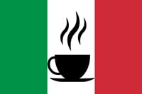 espresso-tasse auf italienischer fahne passend zum Thema Espresso und Siebträgermaschinen