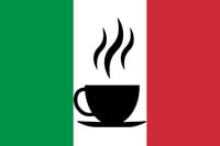 espresso-tasse auf italienischer Fahne