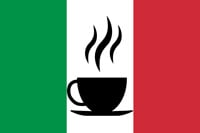 espresso-tasse auf italienischer fahne