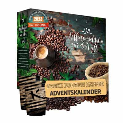 Kaffee Adventskalender mit fairtrade und bio Kaffeebohnen