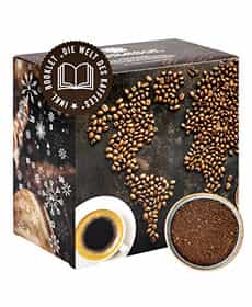 Kaffee Kalender mit gemahlenen Kaffeebohnen