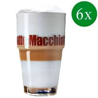 Latte-Macchiato Gläser modern: LEONARDO HOME Solo, 6er-Set mit Aufdruck, spülmaschinengeeignete Kaffee-Gläser, 410 ml